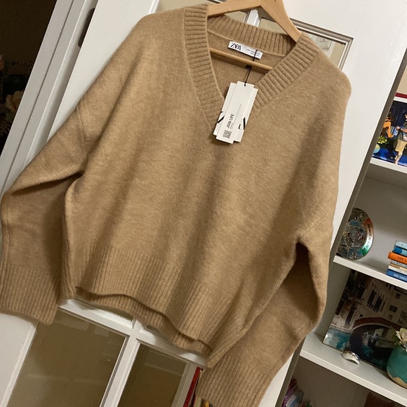 Last 1🔥 ZARA oversized soft knit wool blend v-neck sweater blogger favorite - Picture 4 of 6
